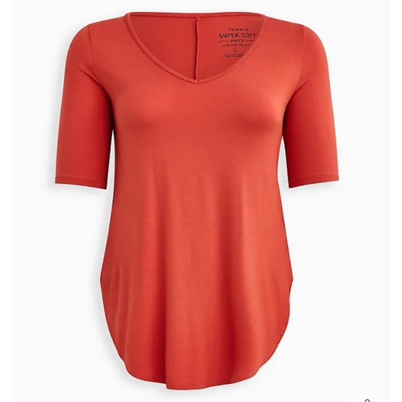 Torrid Size 1X Orange Super Soft Stretch Knit Tunic Shirt Rayon/Spandex - EUC - Picture 4 of 8